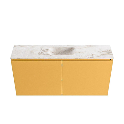 MONDIAZ TURE-DLUX meuble de WC 100cm Ocher. EDEN lavabo Frappe position milieu. Sans trou de robinet.