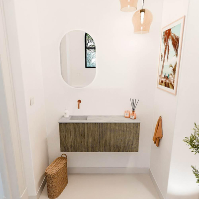 Mondiaz JOYA-DLUX 100cm toiletmeubel - kleur Dusk - Wastafel FAYE positie Links Zonder kraangat kleur Glace.