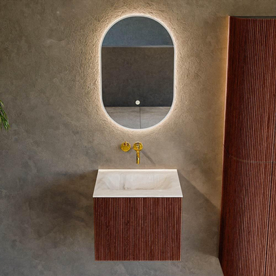 Mondiaz KURVE-DLUX Badkamermeubelset - 50x46x40cm - 1 lade - wastafel solid surface - midden - zonder kraangat - Ruby