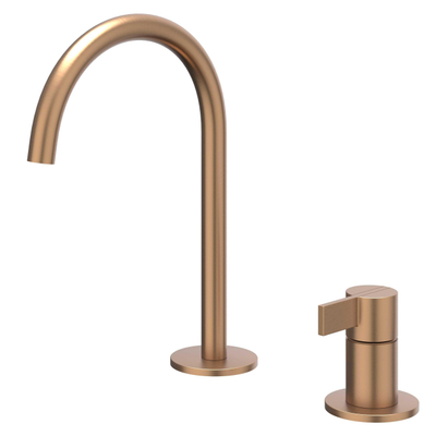 Ivy Pact wastafelkraan - opbouw - hoog - 2-gats - coldstart - PVD - geborsteld koper