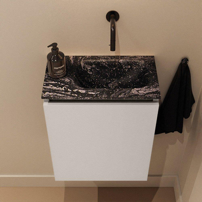 MONDIAZ TURE-DLUX 40cm toiletmeubel Linen. EDEN wastafel Lava positie rechts. Zonder kraangat.