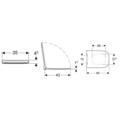 Geberit Smyle Square abattant de WC avec couvercle avec softclose forme sandwich fixation par le haut blanc 500240011