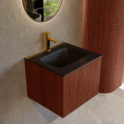 Mondiaz KURVE Badkamermeubelset - 50x46x40cm - 1 lade - wastafel solid surface - midden - 1 kraangat - Ruby