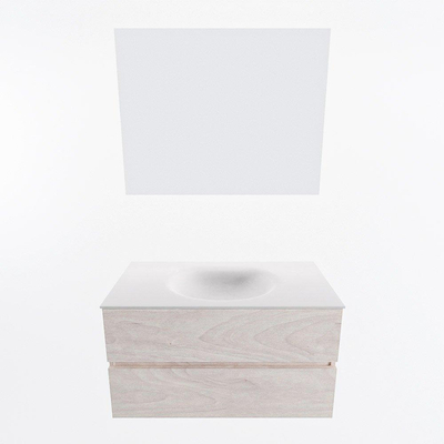 Mondiaz VICA ensemble de meuble de salle de bain - 90cm - meuble sous vasque en aggloméré - 2 tiroirs - lavabo moon milieu - 1 trou de robinet - couleur talc - miroir LED - version XL 60cm de haut