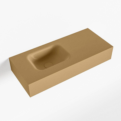 Mondiaz LEX Lavabo compact - 70x30x12cm - vasque à gauche - sans trous de robinet - solid surface - Oro
