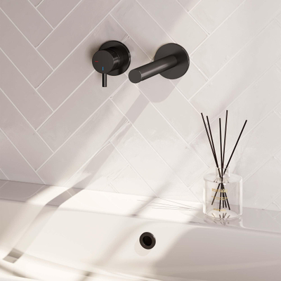 BRAUER Black Edition Wastafelmengkraan inbouw - rechte uitloop rechts - hendel kort smal - inclusief inbouwdeel - model B2 - mat zwart