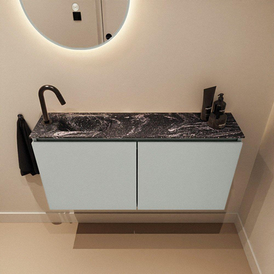 MONDIAZ TURE-DLUX 100cm toiletmeubel Greey. EDEN wastafel Lava positie links. Met 1 kraangat.