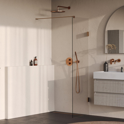 BRAUER Void Inloopdouche - 50x200cm - glascoating - helder glas - geborsteld koper PVD