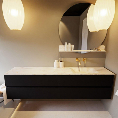 Mondiaz VICA-DLUX ensemble de meuble de salle de bain - 200cm - meuble sous-vasque urban - 4 tiroirs - lavabo encastré cloud droite - sans trous de robinet - version haute de 60cm - ostra