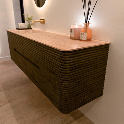 Mondiaz CIRO-DLUX Ensemble de meubles de salle de bains - 170x45x50cm - plan-vasque Solid surface Saba - 1 vasque à gauche - sans trous de robinet - 4 tiroirs - Shadow