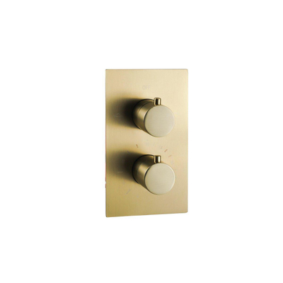 Fortifura Calvi Ensemble de robinet de baignoire - bec - 22cm réductible - flexible lisse - douchette ronde - partie encastrable - support mural - laiton brossé