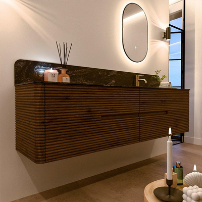 Mondiaz CIRO-DLUX Badkamermeubelset - 190x45x50cm - Solid surface wastafel Lava - 1 wasbak Rechts - 1 kraangat - 4 lades - Dusk