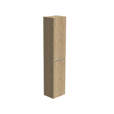 Thebalux Type badkamerkast 35x29x165cm 2 linksdraaiende deuren met softclose greeploos Greeplijst aluminium MDF/spaanderplaat oak grain