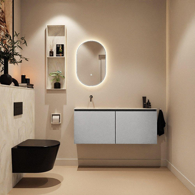 MONDIAZ TURE-DLUX meuble de toilettes 120 cm Plata. EDEN lavabo Ostra position gauche. Sans trou de robinet.