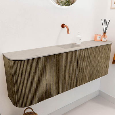 Mondiaz JOYA-DLUX 123.2cm toiletmeubel - ronding links en rechts kleur Dusk - Wastafel FAYE positie Midden Zonder kraangat kleur Opalo.