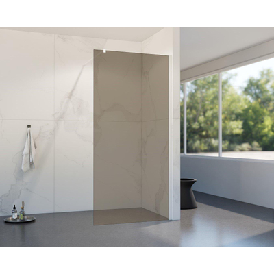 Fortifura Galeria Douche à l'italienne - 50x200cm - verre fumé - Blanc mat