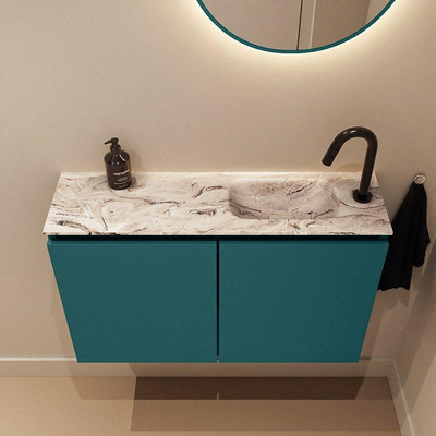 MONDIAZ TURE-DLUX 80cm toiletmeubel Smag. EDEN wastafel Glace positie rechts. Met 1 kraangat.