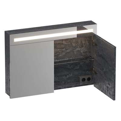 BRAUER Promise armoire de toilette - 100x70x15cm - avec éclairage direct - 2 portes de miroir simples - Damascus