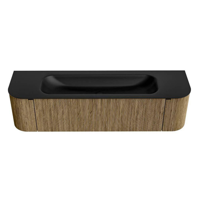 Mondiaz KURVE Badkamermeubelset - 170x46x40cm - 1 lade - 2 deuren - wastafel solid surface - midden - zonder kraangat - Dusk