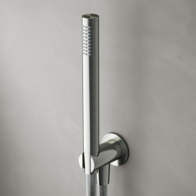 Hotbath Archie support mural sortie avec flexible de douche blindé 150cm et douchette inox