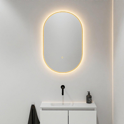 Mondiaz GLOW spiegel – ovaal – 45x90 cm – indirecte LED rondom – bewegingssensor – Ocher (geel)