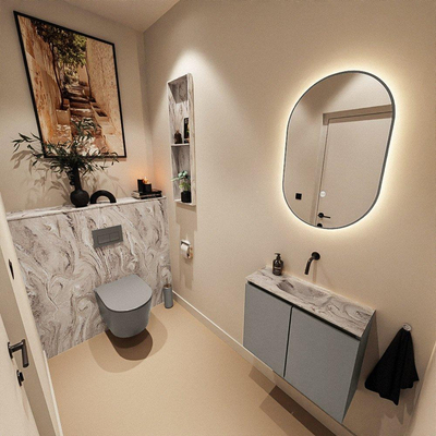 MONDIAZ TURE-DLUX 60cm toiletmeubel Smoke. EDEN wastafel Glace positie midden. Zonder kraangat.