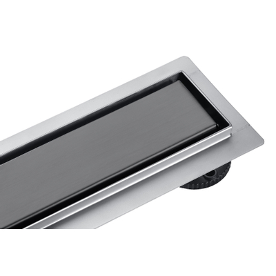 FugaFlow Eccelente Anta caniveau de douche - 60cm - grille fermée - bride de sol - Gunmetal PVD brossé