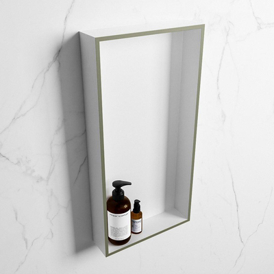 Mondiaz Easy nis 29.5x59.5x8cm voor Inbouw/opbouw 1 open vak Solid surface Talc/Army