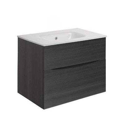 Crosswater Glide II Ensemble meuble de salle de bains - 70x45x52cm - 2 tiroirs - sans poignée - fermeture en douceur - steelwood - sans trou de robinet - blanc