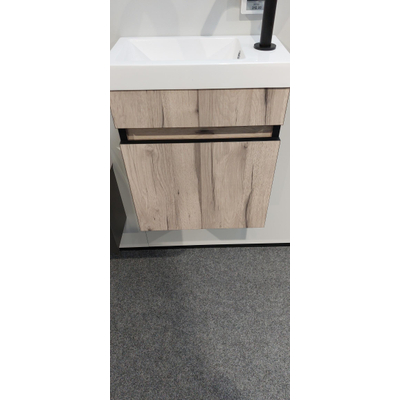 BRAUER SolutionPlus Fonteinonderkast 40x45x22cm 1 linksdraaiende deur Birch met Foggia fontein 1 kraangat mat wit - licht beschadigd - OUTLET UDEN