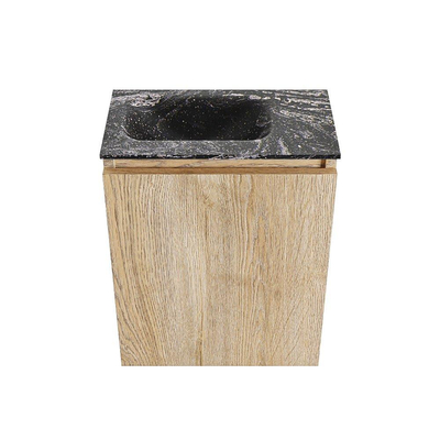 MONDIAZ TURE-DLUX Meuble de toilette 40 cm Washed Oak. EDEN lavabo Lava position gauche. Avec 1 trou de robinet.