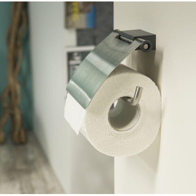 Tiger Cliqit Porte-papier toilette avec couvercle inox gris foncé