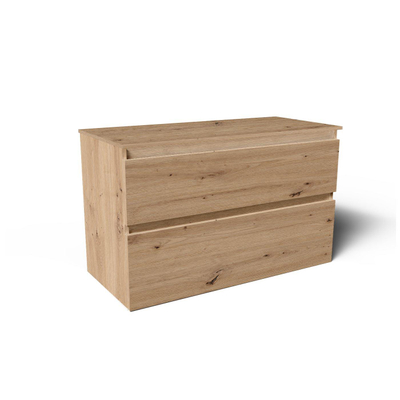 Saniclass Vita Meuble de salle de bain - 100x60x46cm - 2 tiroirs - sans poignée - plan de toilette - chêne rustique