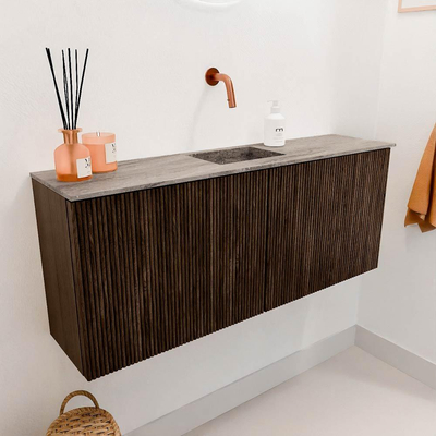 Mondiaz JOYA-DLUX 100cm toiletmeubel - kleur Walnut - Wastafel FAYE positie Midden Zonder kraangat kleur Oza.