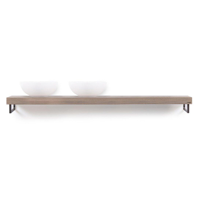 Looox Wood collection Wooden shelf tablette 200cm old grey chêne inox