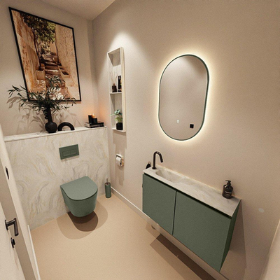 MONDIAZ TURE-DLUX 80cm toiletmeubel Army. EDEN wastafel Ostra positie links. Met 1 kraangat.