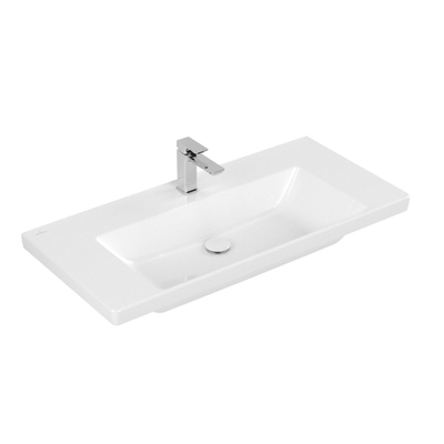 Villeroy & Boch Subway 3.0 lavabo pour meuble - 100x47x16.5cm - Rectangulaire 1 trou de robinet sans trop-plein Blanc Alpin brillant Céramique
