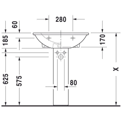 Duravit Darling New wastafel 65x55cm 1 kraangat wit