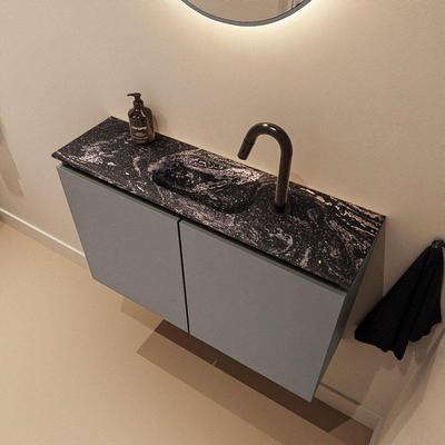 MONDIAZ TURE-DLUX 80cm toiletmeubel Smoke. EDEN wastafel Lava positie midden. Met 1 kraangat.