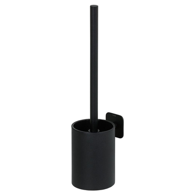 Tiger Colar Set d'accessoires de toilettes - porte-rouleau de papier toilette - sans clapet - porte-balai de toilettes - patère - autocollant - noir