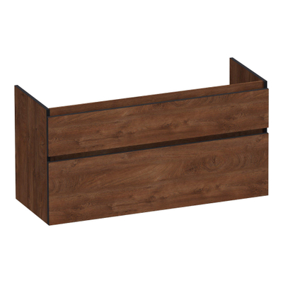 BRAUER Delight Edge meuble de salle de bains sous-lavabo 120 2 tiroirs softclose - sans poignées - 2 découpes pour siphon - Forest Cacao