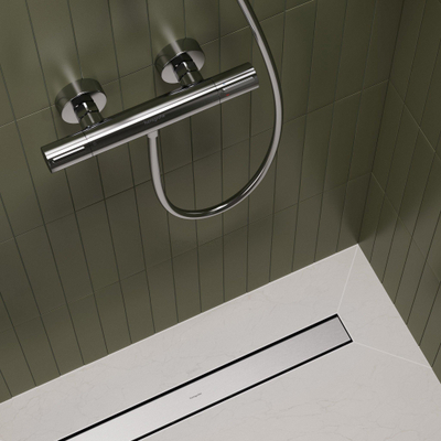 Hansgrohe RainDrain Go Douchegoot - 90cm - standaard/vlakke installatie - betegelbaar - brushed stainless steel