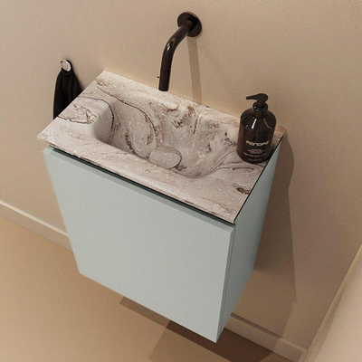 MONDIAZ TURE-DLUX Meuble de toilettes 40 cm Greey. Lavabo EDEN Glace position milieu. Sans trou de robinet.