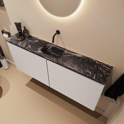 MONDIAZ TURE-DLUX Meuble WC 120 cm Linen. Lavabo EDEN Lava position centrale. Sans trou de robinet.