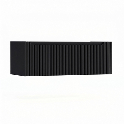 H&R Badmeubelen Juice Wastafelonderkast - 120x45x40cm - rechterhoek afgerond - 3D-front - 2 lades - geïntegreerde greep - zwart mat