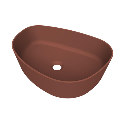 Arcqua Rocker waskom - opbouw - organisch rechts - 50x37cm - mat terracotta