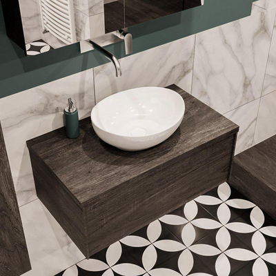 Mondiaz LUSH Meuble salle de bains avec 1 tiroir lavabo BARCO 80x30x45cm Centre sans trou de robinet Dark brown/Brun foncé