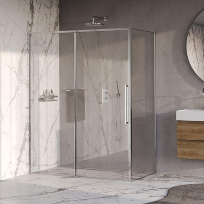 BRAUER Galactic Douchecabine - 160x90x200cm - met schuifdeur - helder glas - omkeerbaar - incl. glascoating - chroom