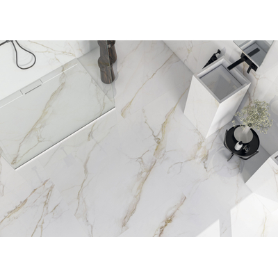 ÉCHANTILLON Cifre Cerámica Carrelage de sol et de mur Diamond Gold Aspect Marbre Brillant Blanc