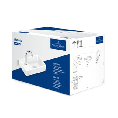 Villeroy & Boch Avento fonteinset - 36x22x11cm - kraangat links - chromen fonteinkraan - glans wit